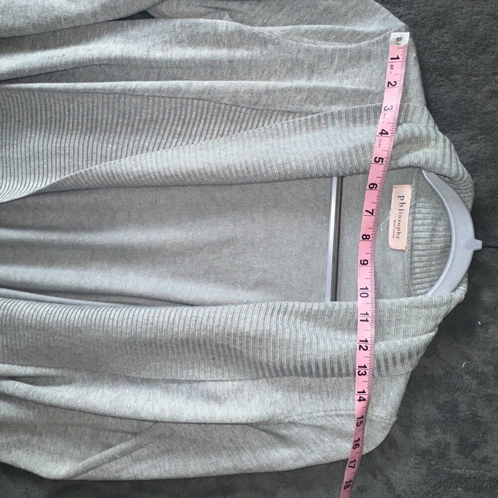 Philosophy Cowl Neck Women's Light Heathered Gray Long Sleeve Cardigan Women's M - Picture 10 of 15